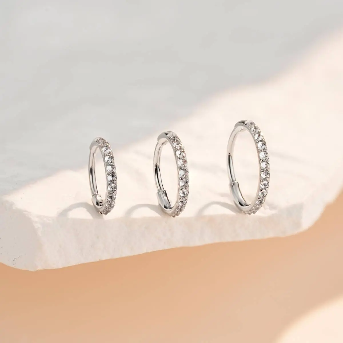 OUFER BODY JEWELRY Nosering Hoop, Dainty 20G 316L Stainless Steel Nostril Piercing with AAAAA+ CZ Paved Disc, Upside Down Secure-Fit Jewelry for Men & Women, 6-8mm, Nose Disc