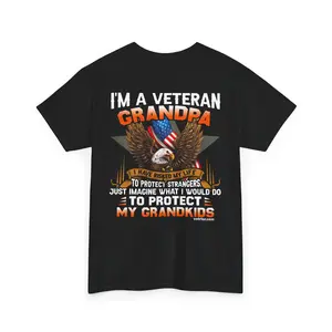 Veteran Grandpa T-Shirt – Patriotic American Eagle Military Family Tee - Protect My Grandkids Shirt