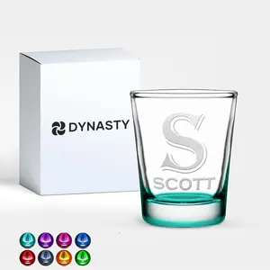 Cup Dynasty 2oz Custom Shot Glass Engraved Monogram Initial with Name Personalized Etched with Text (Teal, Set of 1) glassware