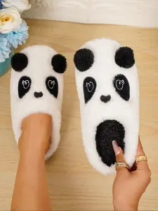 Women's Cute Panda Pattern Home Slippers, Soft Indoor Shoes for Bedroom & Living Room, All-Season Plush House Slippers