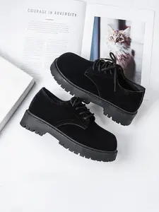 Men's Retro British Style Plain Matte Thick Sole Shoes, Buckle Design, Soft Bottom, Casual Daily Wear, Streetwear, Comfortable Work Boots