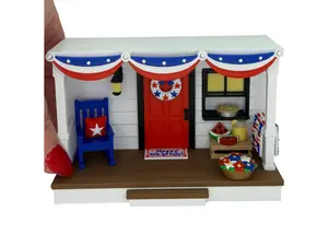 Mini 3D Printed Patriotic Porch Set Independence Day, 4th of July, USA, America, Miniverse Summer Desktop Decor Gift