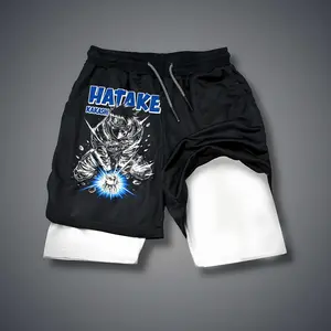 Anime Double-Layer Sports Shorts Graphic Shorts Black Shorts Camo Shorts Streetwear Shorts Men Outfits Men Short Shorts Vacation Outfits Shorts