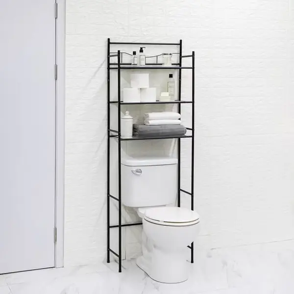 Mainstays Over-The-Toilet 3-Shelf Bathroom Storage Unit, Black Steel