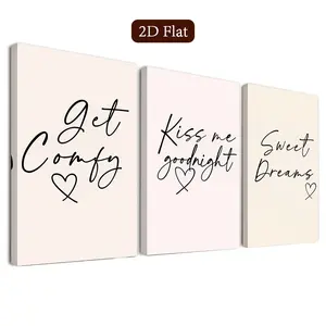 3 Piece Framed Wall Art Set, Sweet Dream Canvas Prints, Quote Prints, Romantic Text Art Posters, Modern Font Posters, Home Decor for Living Room, Bedroom, Office