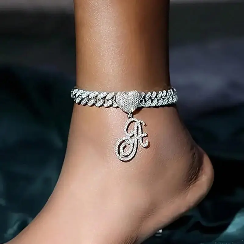 Rhinestone Heart Pendant Anklet, Adjustable Anklet, Fashionable Jewelry Accessories for Women & Girls, Trendy All-match & Exquisite Jewelry for Birthday Gift, Fashion Chic Accessories, Trendy Jewellery Accessories, Foot Jewelry