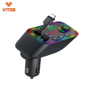 VITOG Wireless 5.3 FM Transmitter Car Adapter 120W Fast Charging 4 in 1 Radio Music Adapter LED Display Hands-Free Calling Support USB Type-C Drive