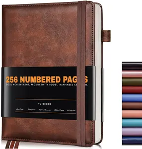 Lined Journal Notebook for Women Men, 256 Numbered Pages Hardcover Leather Journals for Writing, A5 Journaling Notebooks, College Ruled Journal for Business Work School Note Taking 5.75" x 8.38" Brown