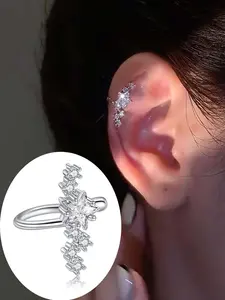 Sparkling Star Ear Cuff Clip On Cartilage Earrings for Women Cubic Zirconia Stainless Steel No Piercing Fake Earrings Trendy Jewelry for Daily Wear, Party, Gift High Quality Earrings