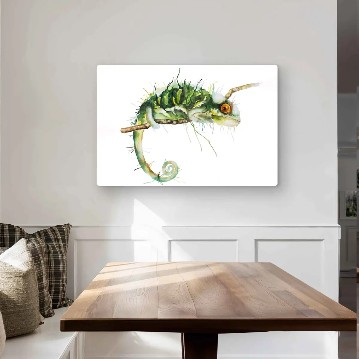 Begin Home Decor C1MP2436ZIXW43 24 x 36 in. Chameleon on the Lookout - Green Animals Metal Print Wall Art - Decor