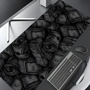 Money Pattern Desk Mat, Large Gaming Mouse Pad, Aesthetic Desktop Protection Pad, Non-Slip Work Mat, Suitable for Laptop & Desktop Computer Games, Desktop Accessory