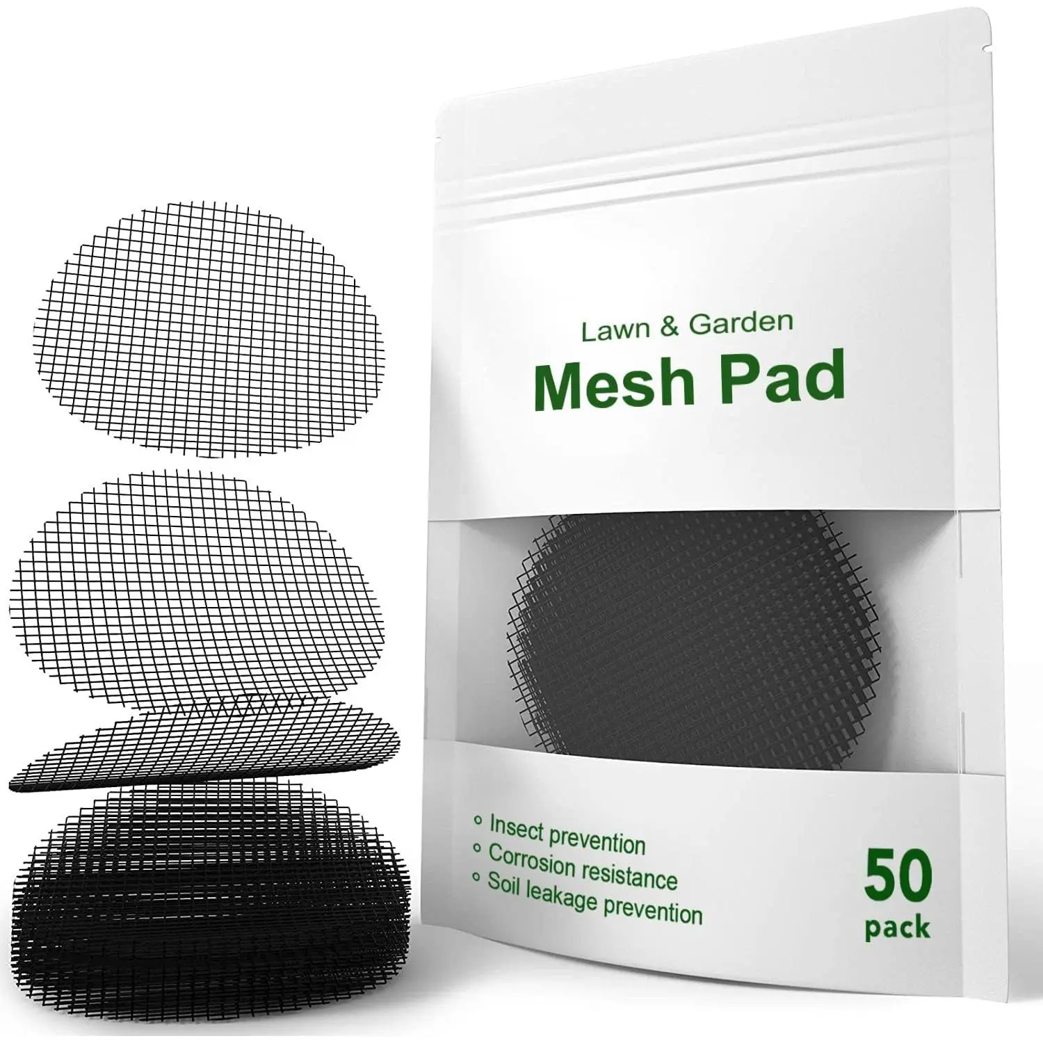 Pot Ho Mesh Pads, 2-Inch Round Flower Pot Drainage Covers,  Soil Loss, Durab Reusab, Bonsai Bottom Grid Mat, Gardening Essentials, 50-Pack