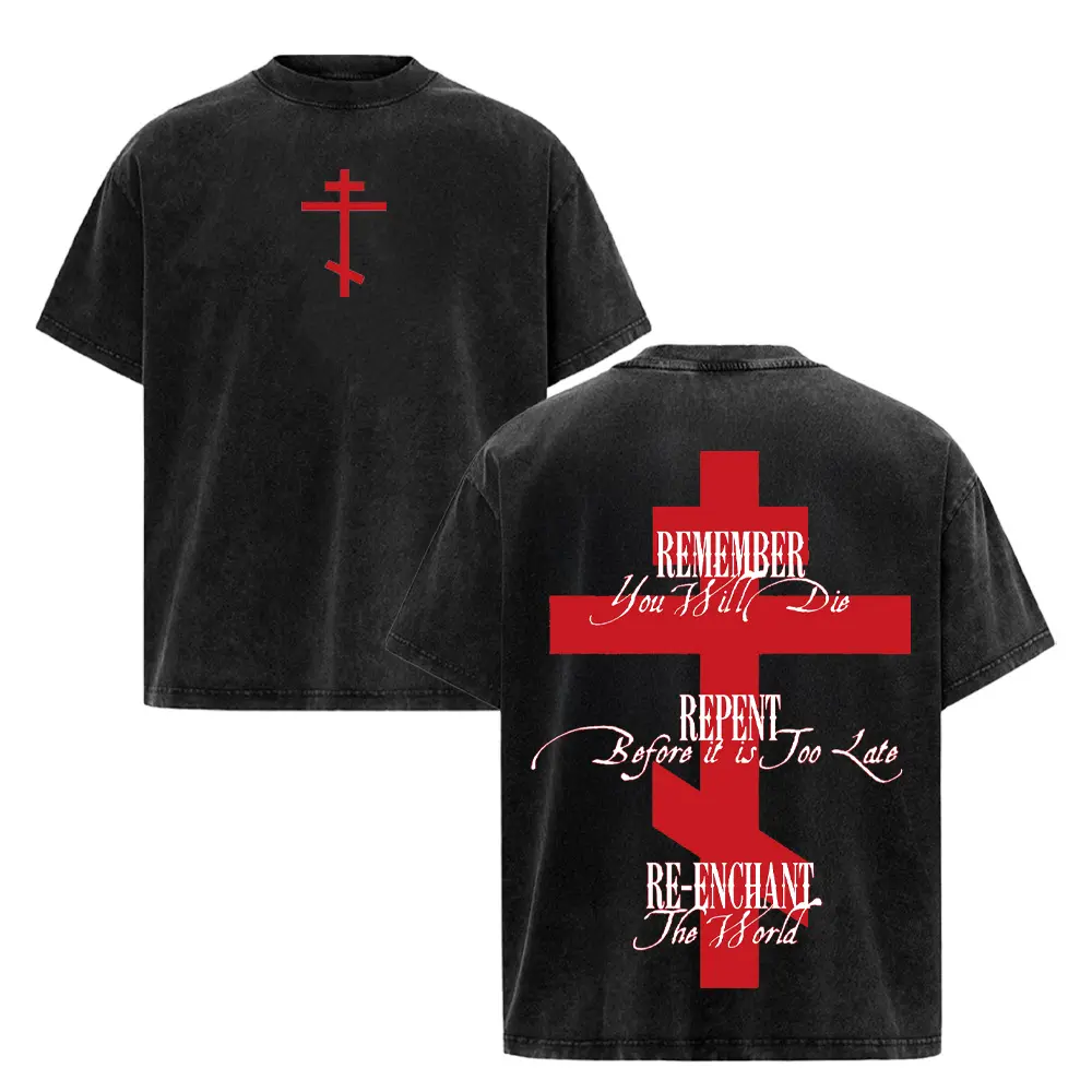 Remember You Will Die Washed T-Shirt, Orthodox Cross Christian Shirt, Repent Before It’s Too Late Tee, Vintage Religious Streetwear, Unisex Faith Shirt