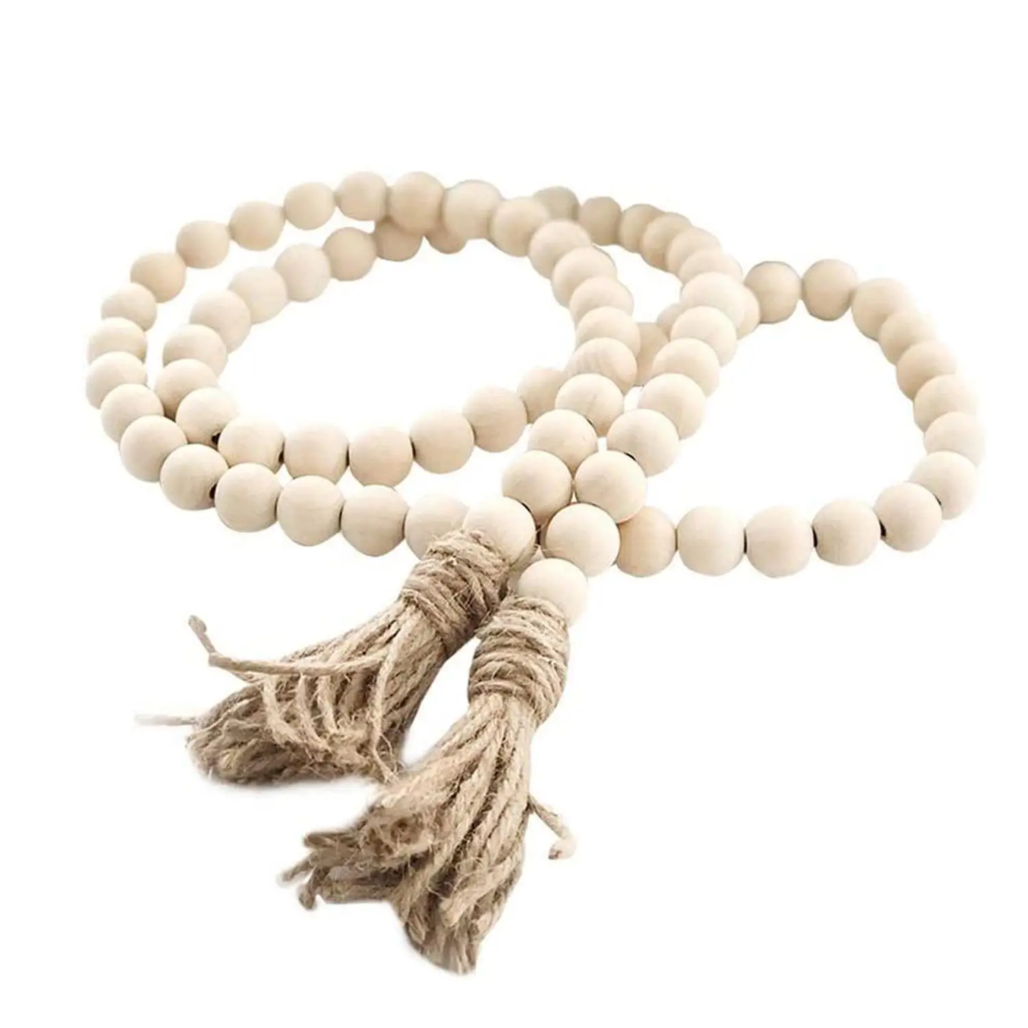 Wooden Bead with Tassel, 1 Count Bohemian Style Decoration for Table Desk & Door, Home Decor, Beige, Pastel, Decorative