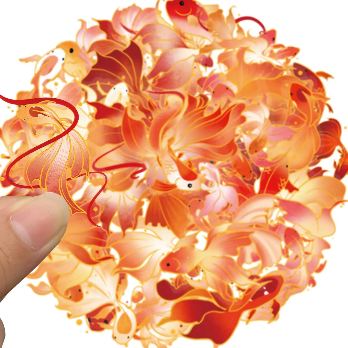 50pcs Koi Fish Stickers for Water Bottles & Laptops, Waterproof Vinyl Decals, Japanese & Nature Themed, Decorative Aesthetic Stickers, Perfect Gift for All
