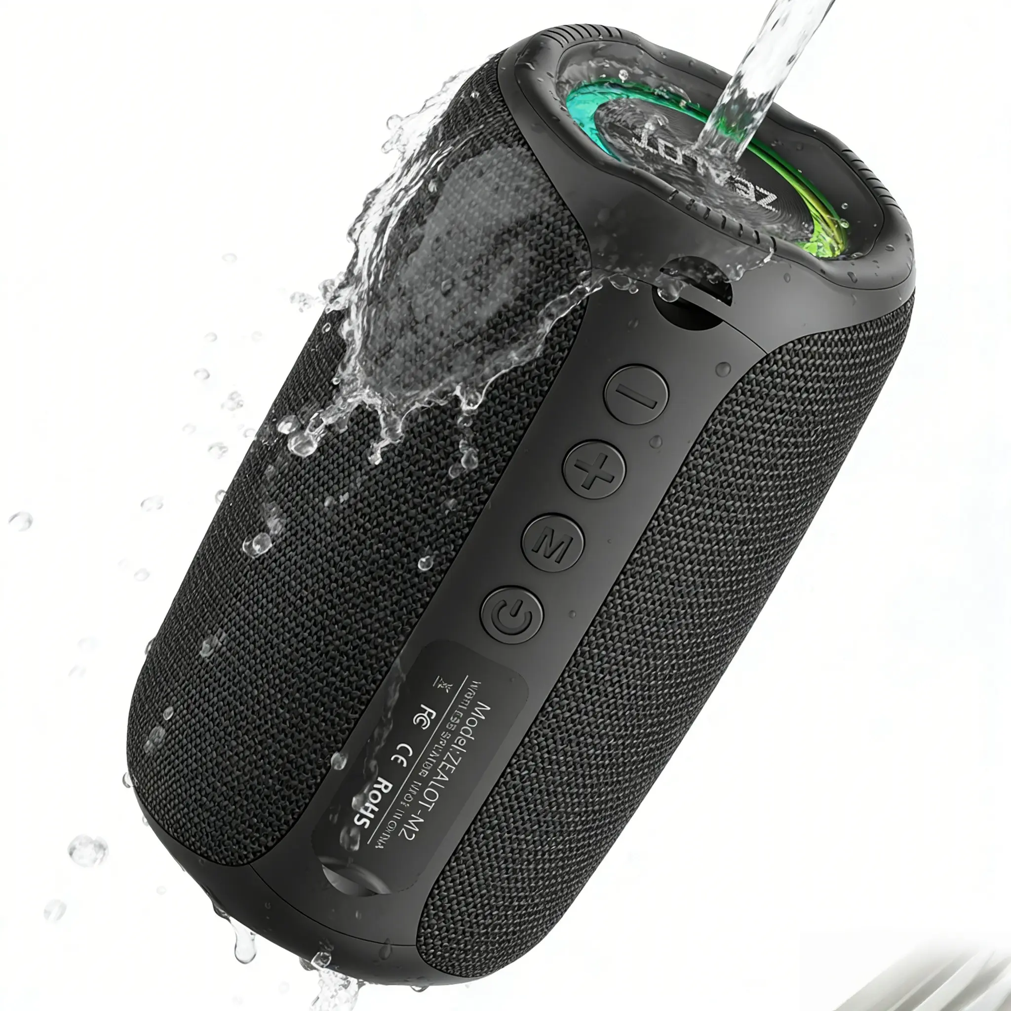 ZEALOT RV Trip Wireless Speaker with Massive Punchy Bass, IPX5 Waterproof, 1800mAh Long-Lasting Battery, HIFI Audio, RGB Lights, Perfect for RV Travel, Campgrounds & Road Trips
