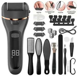 19-In-1 Rechargeable Electric Foot File Set, Portable Lightweight Dead Skin Remover, USB Rechargeable Washable Foot Care Tool for Smooth Feet