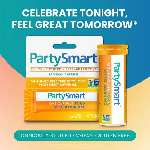 Himalaya PartySmart, 12 Capsule Tube - Alcohol Breakdown Liver Support for a Better Morning After Drinking - Plant Based, Vegan, Non-GMO, Gluten Free, Clinically Studied