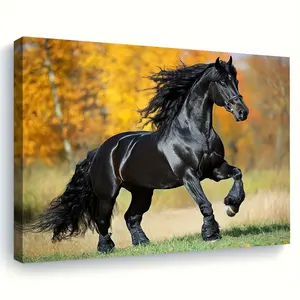 One Piece, Wooden Frame, Wall Art, 11.8X 15.7inch , Exquisite Horse, Vintage Wall Art Home Decor, Humorous Bathroom Wall Decor, Suitable for Home, Bedroom, Kitchen, Office, Coffee Shop Poster, for Fun Home Decoration, Colorful Painting_HDEFGTU24504