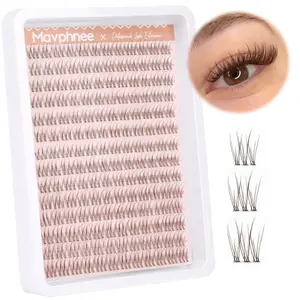 BROWN Natural Fluttering Eyelash Clusters, Anime Lashes, C Curl Individual Lash Extensions, DIY Volume Eyelashes Home Application, 10-18mm, 168 Pieces Set Cosmetic, Wispy Lashes Kit, Cluster Eyelashes Kit
