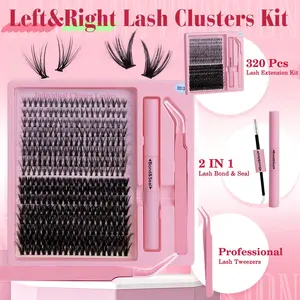 Eyelash Clusters Set, Eye Lashes Extension Kit, Fine Comic Style Lashes 20p 50p, 9-16mm Length, False Eyelashes Solid Form
