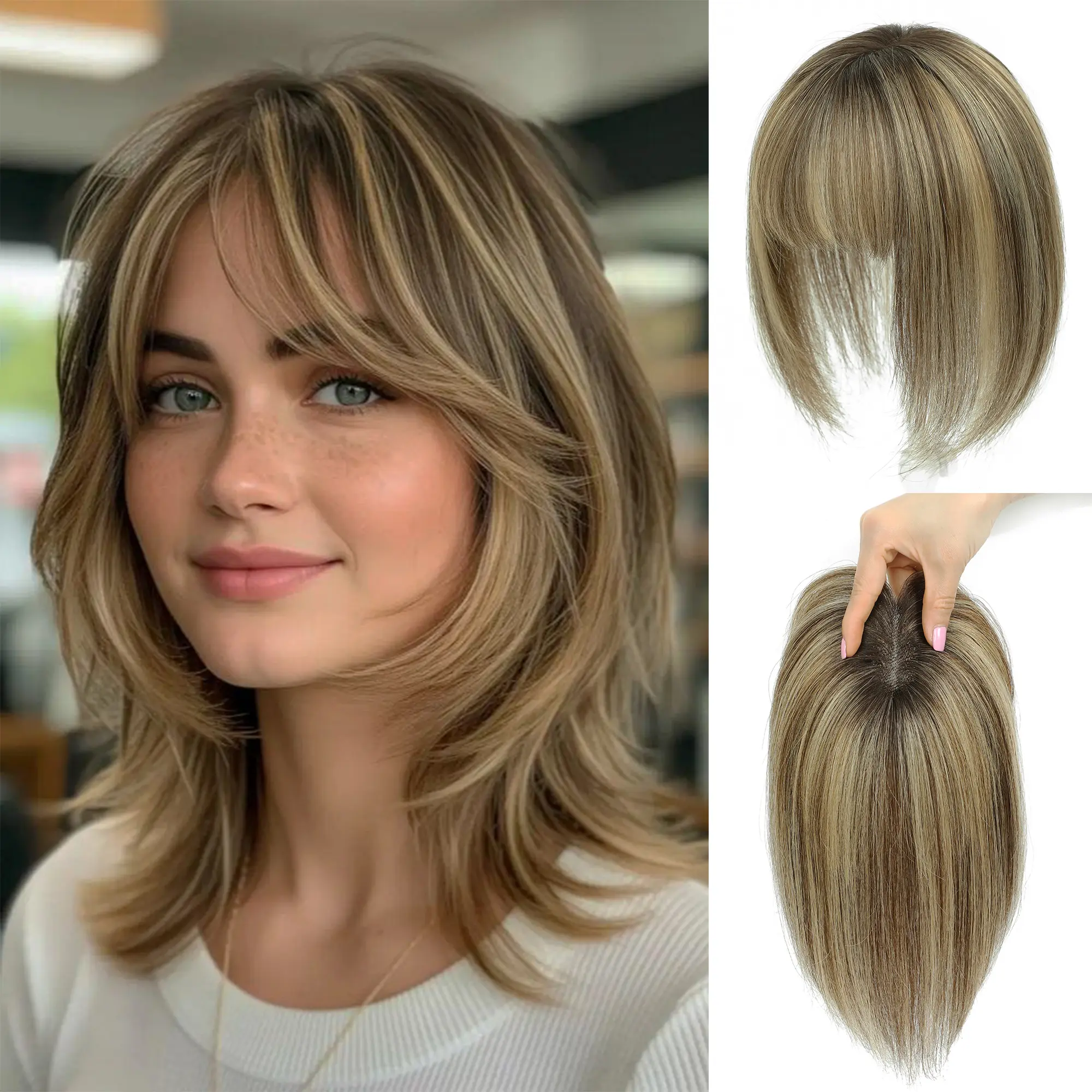 10 Inch Bang‑Style Human Hair Topper | Slightly Layered, 3  display picture 2