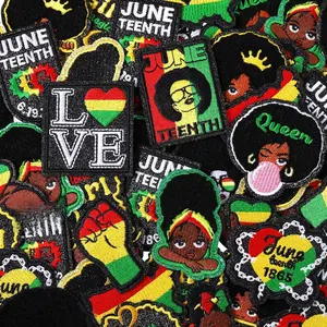 90 count Embroidered Juneteenth Iron on Patches Black History Transfer Decals Appliques Black Girl Chenille Patch Sew on Patches Afro Patches for Clothing Jackets Bag Pillow Jeans Hats DIY Craft