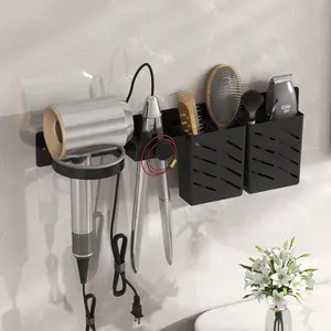 Wall-Mounted Hair Dryer Holder, Bathroom Shower Rack, Self-Adhesive No Drilling, Hair Tool Organizer, Bathroom Organizing Accessories, Bathroom Accessories