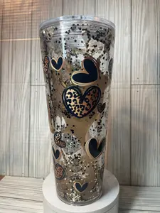 24 oz Hearts Lava Drip/Glitter Snowglobe Tumbler