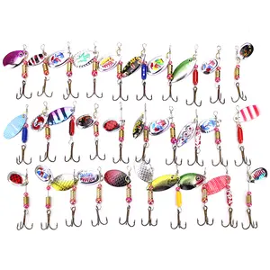 30pcs Vibrant Fishing Spoon Lures Kit - Durable Iron, Colorful Patterns for Bass, Trout, Salmon | Ideal for Freshwater & Saltwater Fishing, Fishing Gear