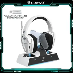NUBWO G06 Pro Wireless Gaming Headset with Charging Station for Headset & PS5 Controller, 17ms Low Latency, 120H Battery Life, Dynamic 50mm Drivers-White (NOT Compatible with Xbox) tiktokshopspringglowup summervibes