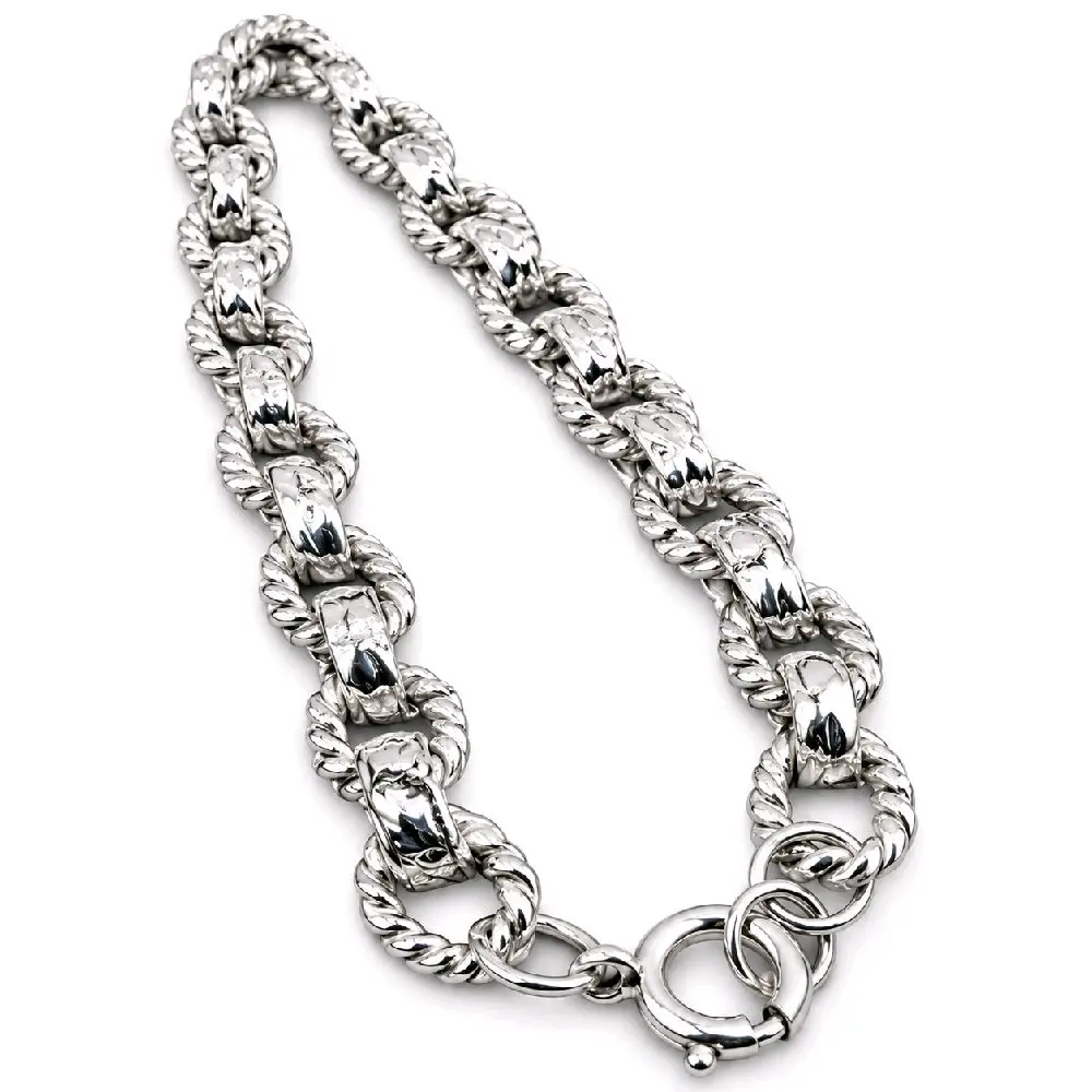 925 Sterling Silver Gyre Spiral Bracelet - Budgie Bay Jewelry, Handforged 925 Links, 7in Daily Wear, Unisex Fit, Unique 1-of-1 Handmade Piece, Ideal Gift for Adults