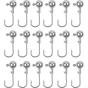 Round  Jig Hooks, 20 count Ball   Hooks Unpainted Jig Heads for Bass Trout Crappie  Jigs Saltwater Freshwater