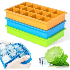 Ice Cube Tray, 3 Pack Silicone Ice Tray Easy Release Flexible 15 Ice Cube Molds, Stackable Ice Trays For Freezer, Ice Cube Size 1.2 IN For Cocktail, Whiskey, Juice, Baby Food, BPA Free