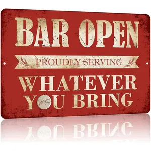 2D Flat Retro Metal Wall Plaque, classic man cave decorative tin sign Durable iron material with high quality print, bar wall ornament and special gift idea for male friends