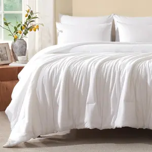 Comforter Set, Comforters  Size Luxury Ultra-Soft Jersey Knit Bedding Sets, White Lightweight Down Alternative Bed Comforte  for All Season, 3 count Bedding Setrey
