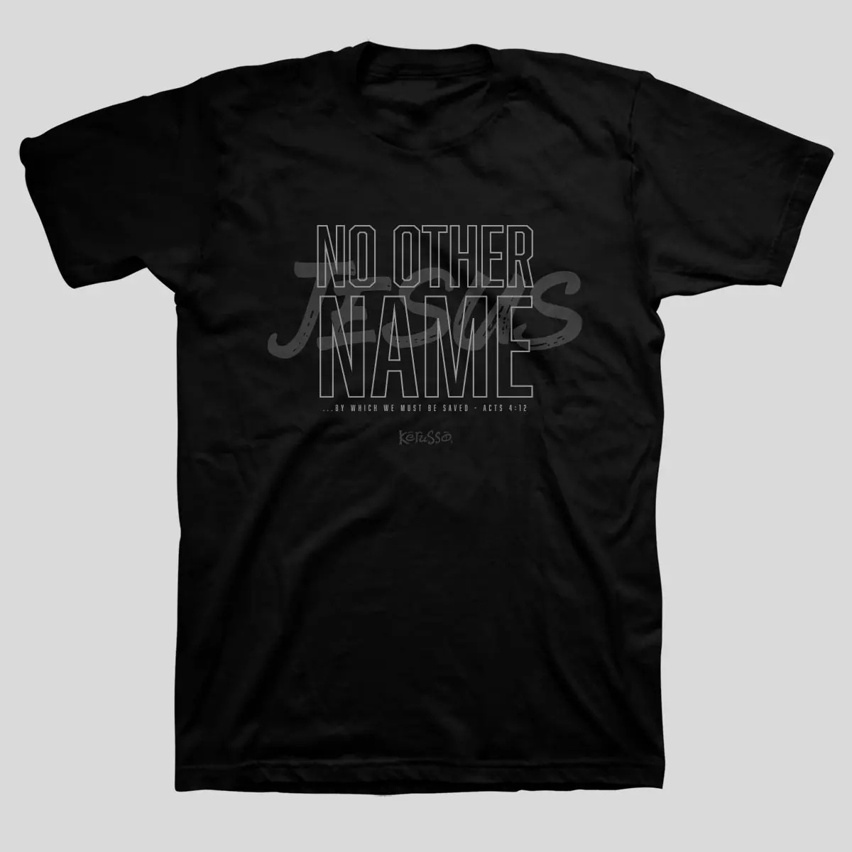 Men's Kerusso Jesus Christian Short-Sleeve T-Shirt - 100% Preshrunk Cotton, Classic Fit, Casual Top with Hem, Acts 4:12 Verse, Black, Jesus T Shirts, Religious Image Men's Short-Sleeve T-Shirts