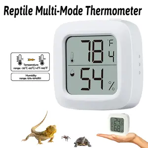 Reptile Thermometer and Hygrometer Mini LCD Digital Thermometer Hygrometer Electronic Temperature Sensor Weather Station for Pet Portable Electronic Digital Display For Lizards, snakes, turtles, amphibians, small animal habitats