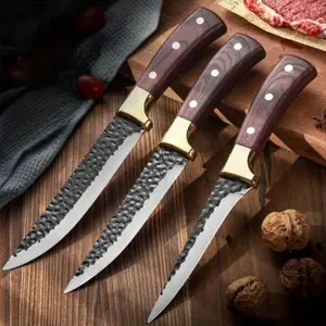 Ultra-Sharp Meat and Fish Deboning Knife Set, 3-Piece Hand-Forged Stainless Steel Precision Trimming Tools, Essential Kitchen Utensils for Home Use