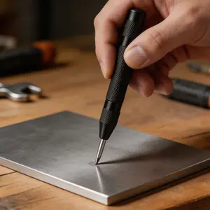 5-Inch Spring-Loaded Automatic Center Punch – Precision Marking and Hole-Starting Tool | Adjustable Spring-Action Metal Drilling Tool – High-Strength Tungsten Steel Alloy Construction | Durable Metal Punch for Metalworking Applications