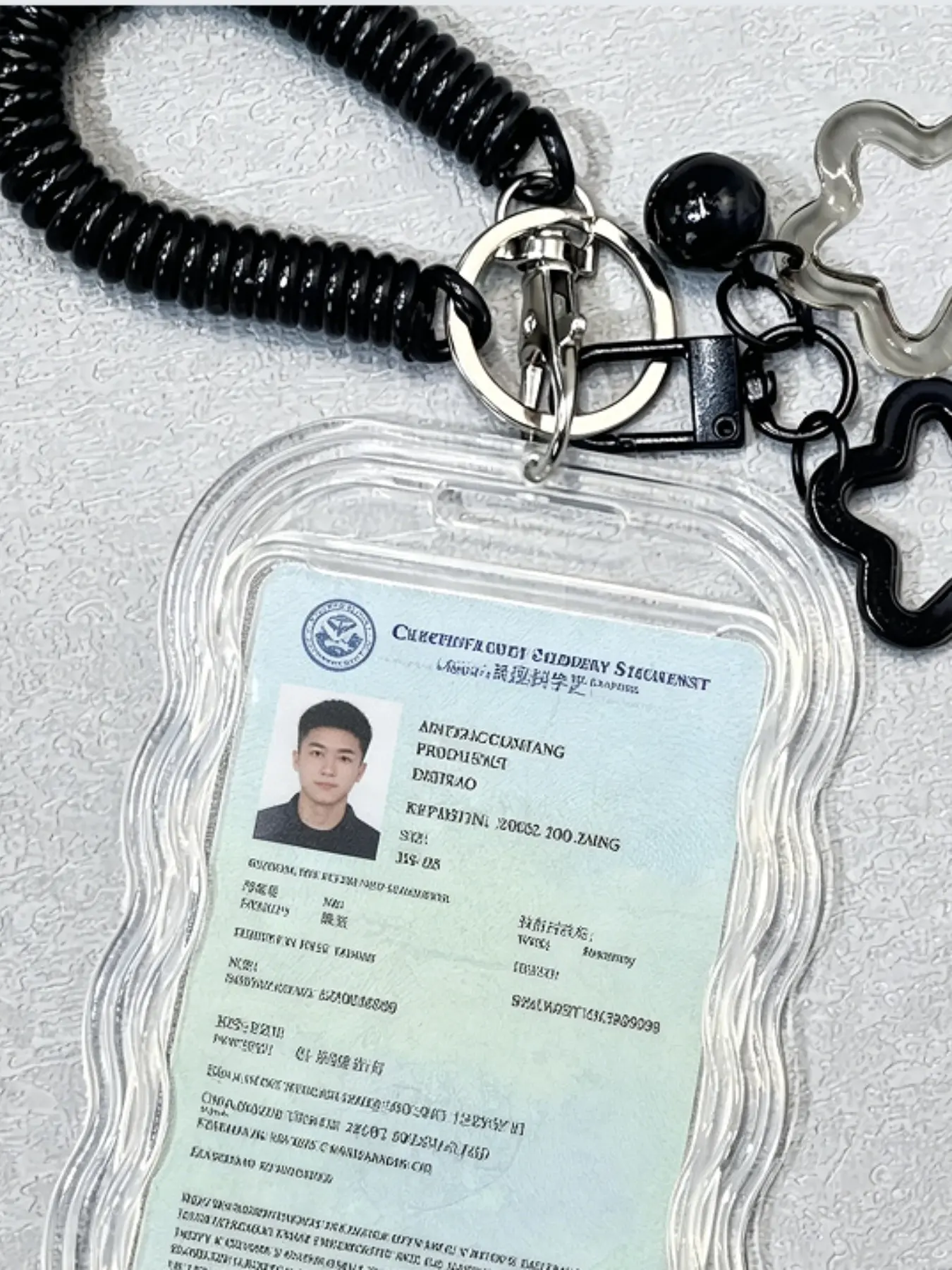 Heavy Duty Retractable ID Card Holder with Star Keychain, Keychain Badge Reel & Wrist Strap-Transparent PVC Card Holder Keychain Set with Slide Cover,Clear Card Holder+Spring Rope Keyring+Star Charms,ID Card for Credit Cards,Photocards,Back-to-School