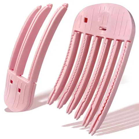 Lightweight Claw Hair Combs (2-Piece Set) - Plastic Styling Tools with 3 or 6 Teeth, Anti-Frizz Finishing, Root Volume Boost, for Bangs & High Crown, Works for All Hair Types, Unscented