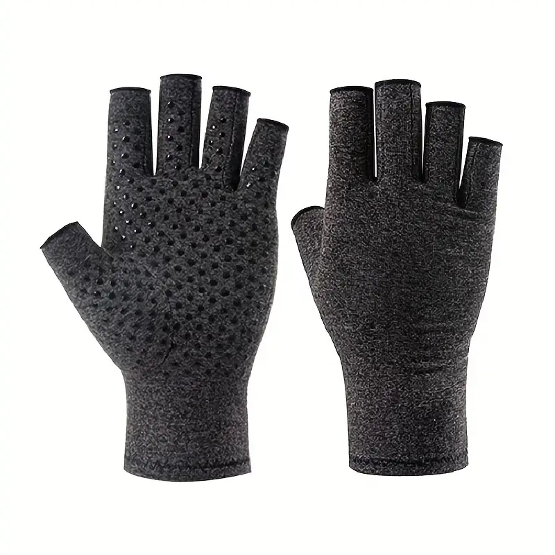 Half Finger Compression Gloves with Anti-Slip Grip, 360° Uniform Compression, Breathable for Typing, Cycling, Yoga, Daily Use