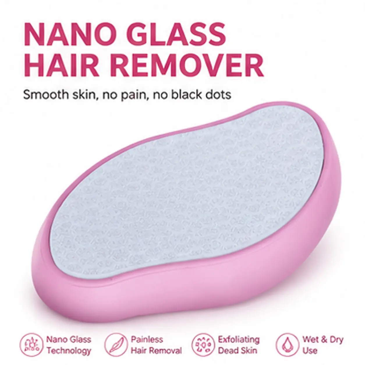 Nano Glass Hair Remover, Painless Bathroom Gadget with Visible Results After 1 Use for Shower or Dry Application