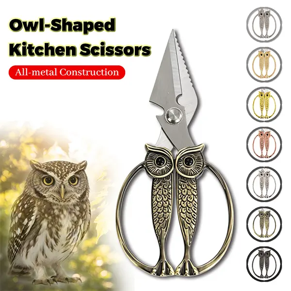 Owl Shape Stainless Steel Multi-Functional Scissors, Durable Kitchen Shears, Non-Slip Handle,Vintage Creative Gift