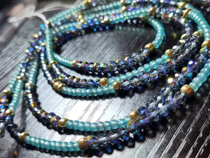 Blue Invasion 60inch tie on waistbeads