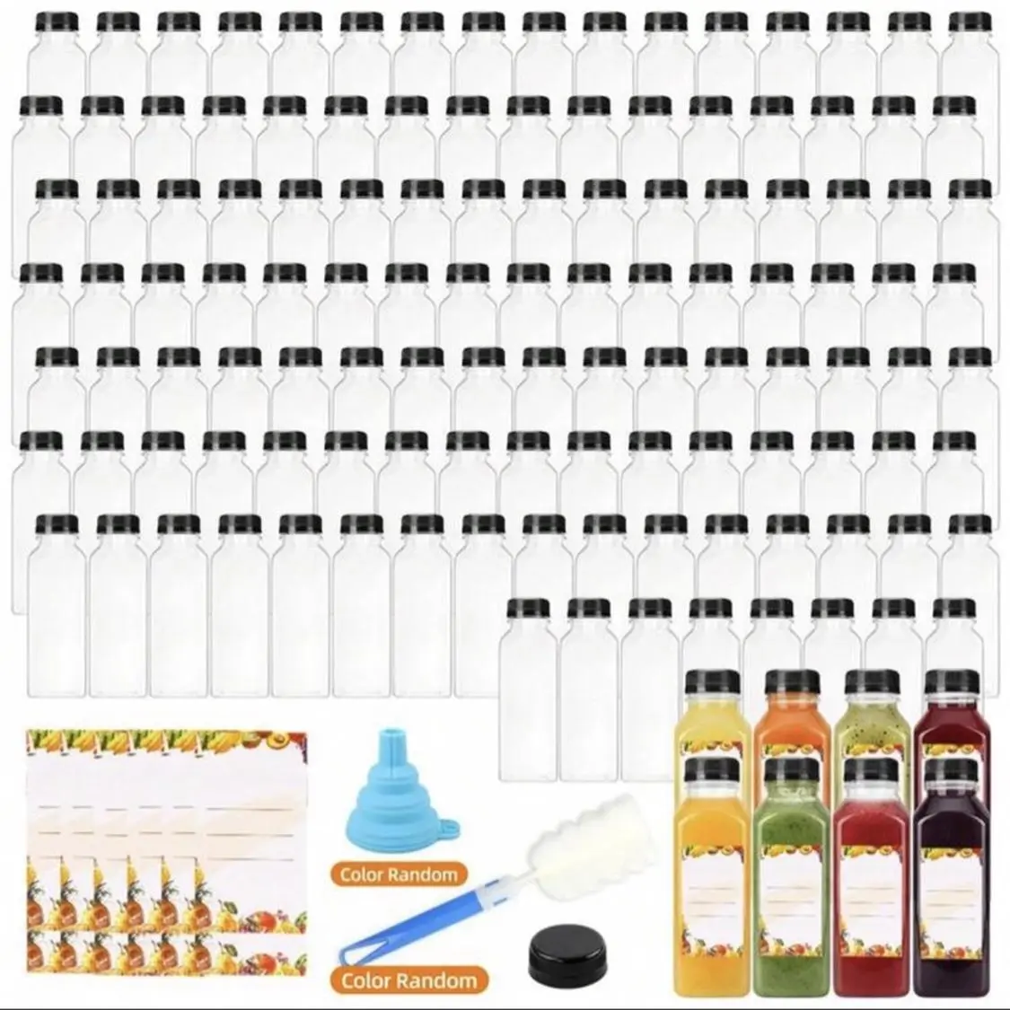 56pcs/16oz Plastic Juice Bottles With Caps Reusable Juicing Bottles Clear Empty Containers For Drinks Smoothies And Other Beverages