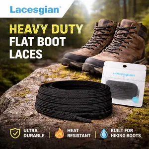 5/16" Heavy Duty Flat Boot Laces – Durable Work Boot Shoelaces, Heat Resistant, Strong Replacement Laces for Outdoor & Tough Jobs