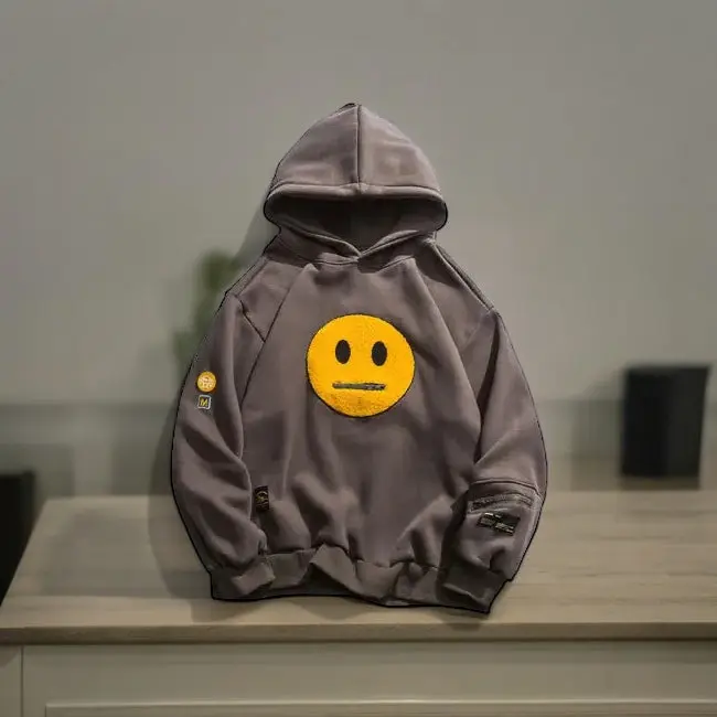 Smile Face Patchwork Hooded Sweatshirts