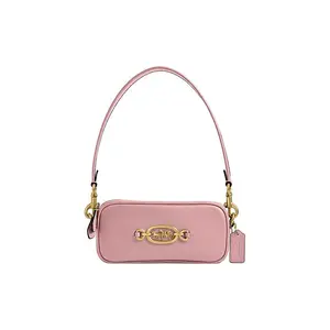 COACH Avery 20 Metallic Logo Zip Top Handle Crossbody Shoulder Bag for Women, Small Size, Soft Pink